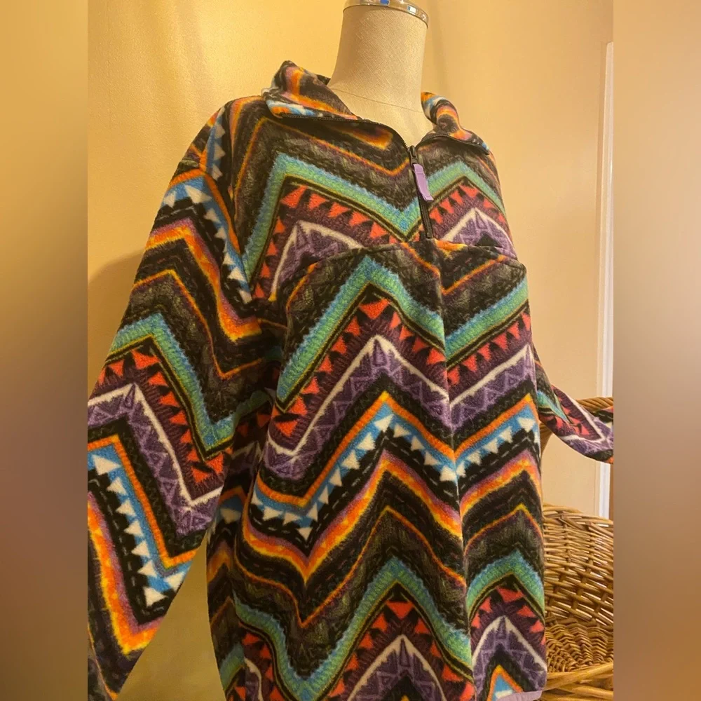 ❤️ 💚 💙 Wesc Multicolor Patterned Fleece Pullover unisex men med./women lg - Picture 2 of 11